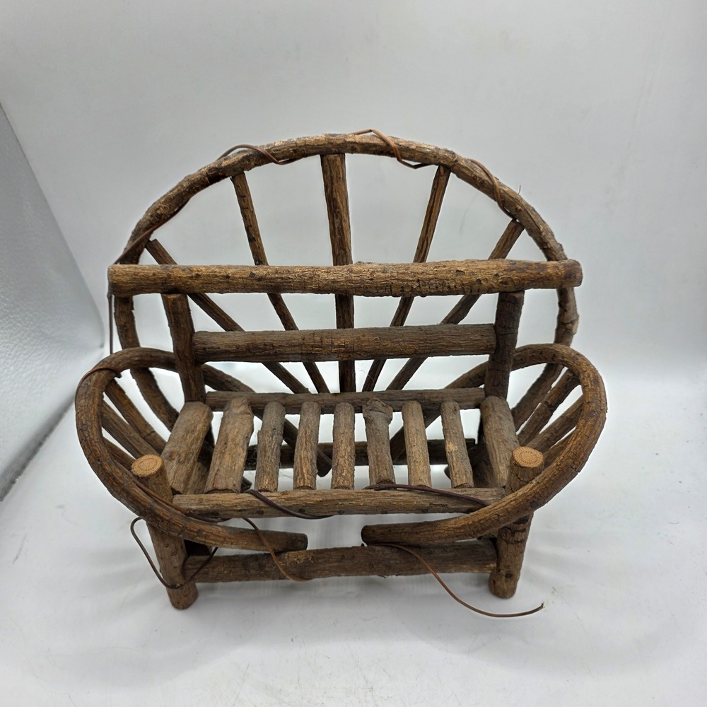 Vintage Miniature Twig Settee Bench Adirondack Doll Furniture Rustic Folk Art